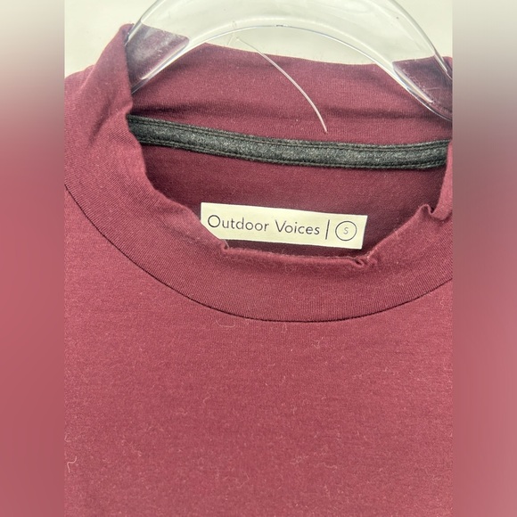 Outdoor Voices Shirt Womens Small Brown  Long Sleeve Mock Neck Stretch Merino - Picture 2 of 9